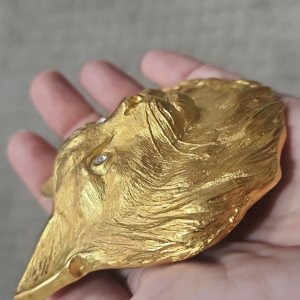 RARE Doreen Ryan 94 Vintage Golden Cat Belt Buckle With Rhinestone Diamond Eyes - Picture 10 of 14